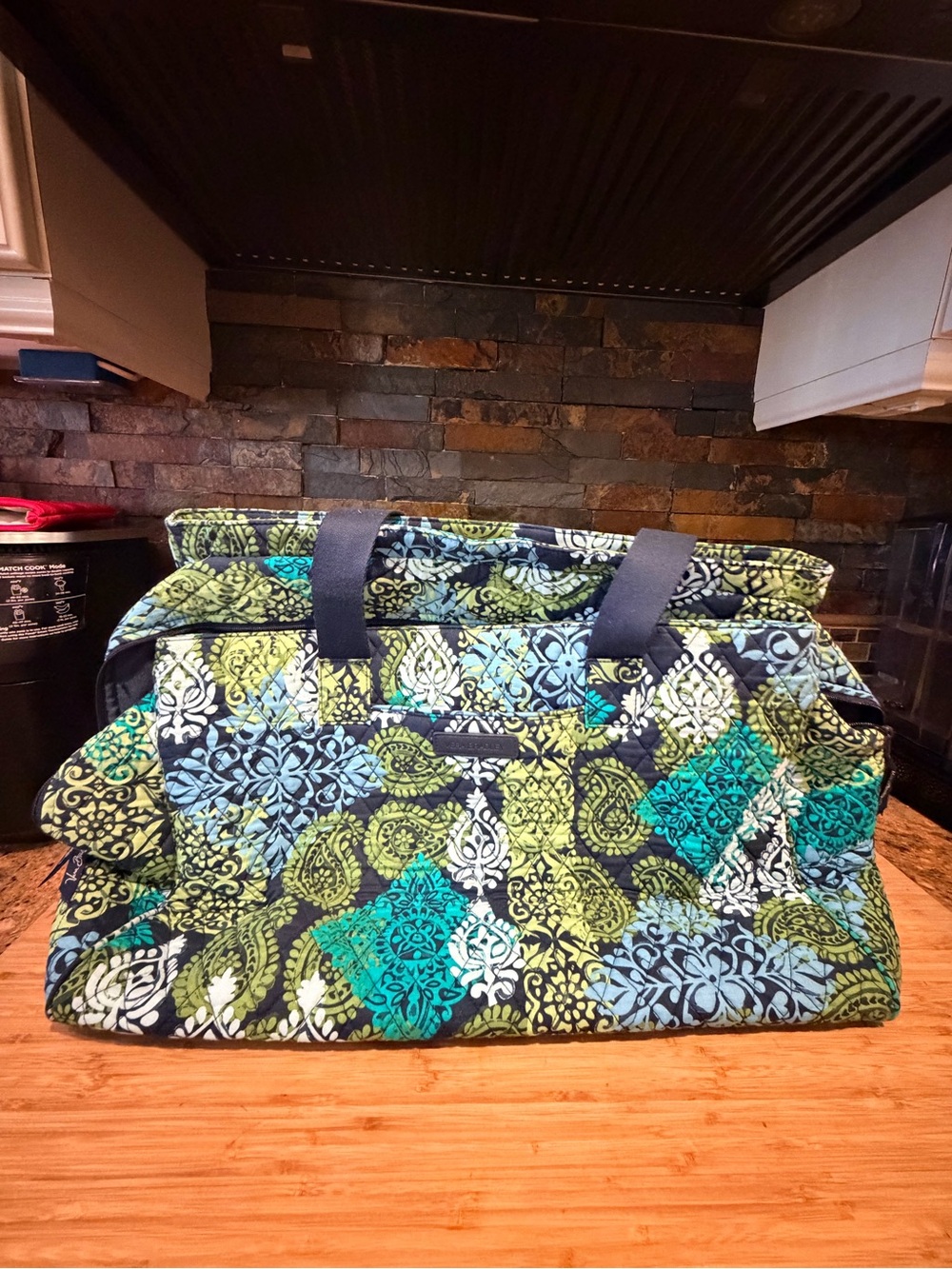 Vera Bradley Navy Green Teal Quilted Tote